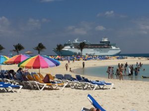 View of Ship from CocoCay - RC's Private Island